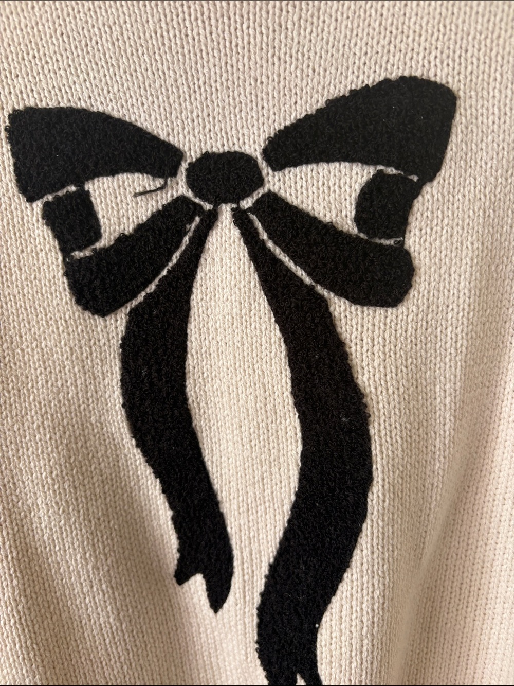 Sincerely Jules Cream Crewneck Sweater with Black Bow - Picture 2 of 6
